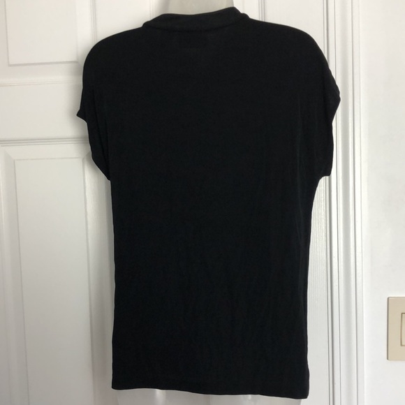 Chicos travelers black mandarin cap sleeve blouse with frog closure size 2 (M) - Picture 4 of 7